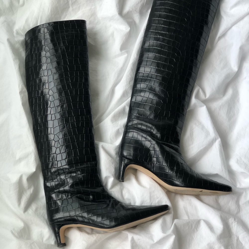 STAUD Wally boots in black croc